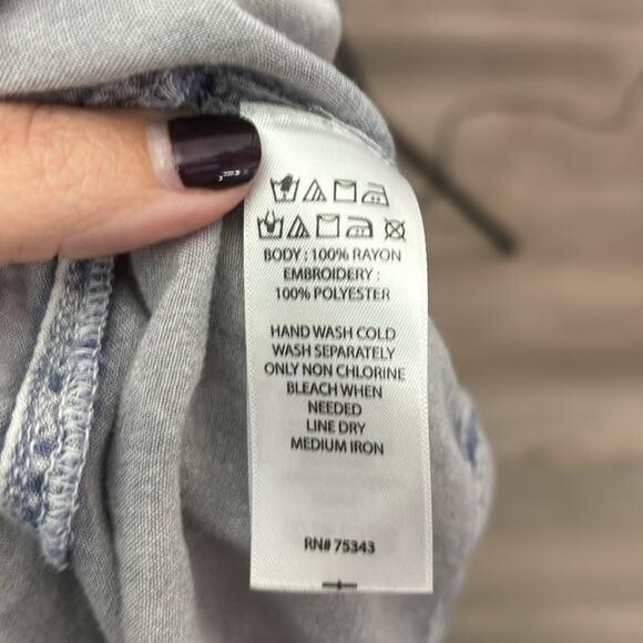 Rachel Zoe Blue Sleeveless Tunic with Tassels and Embroidered Detail Size 1X - Picture 7 of 8